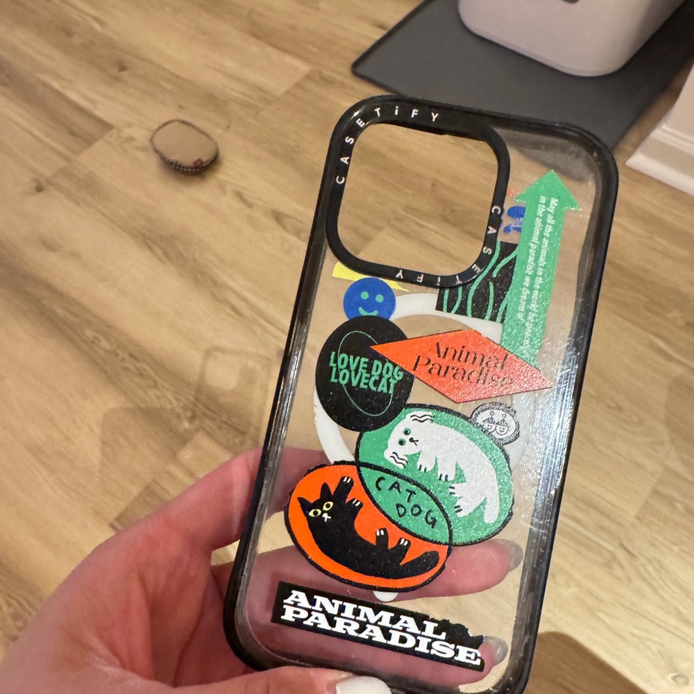 Casetify Black Retro Sticker Design iPhone 15Pro Case with MagSafe